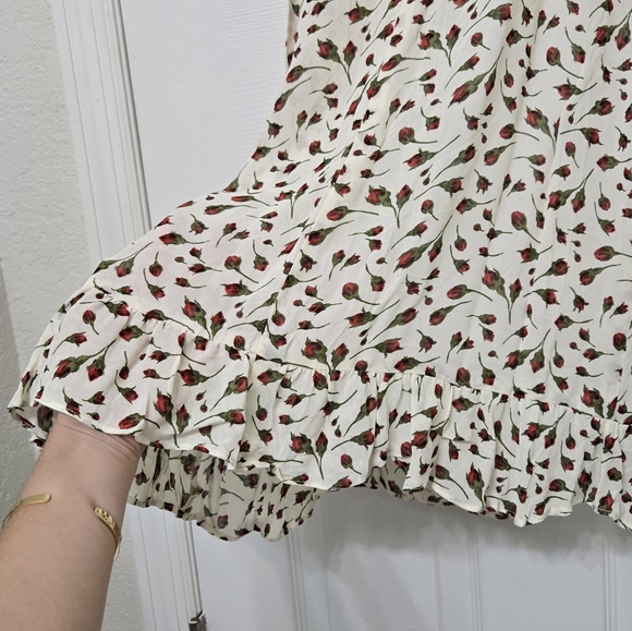 Reformation Genie Midi Dress Marion Rose Print White Red 4 - Picture 6 of 12